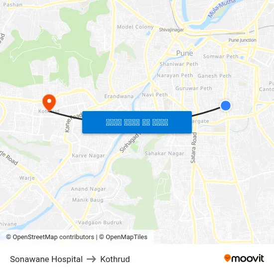 सोनावणे हॉस्पिटल to कोथरुड map