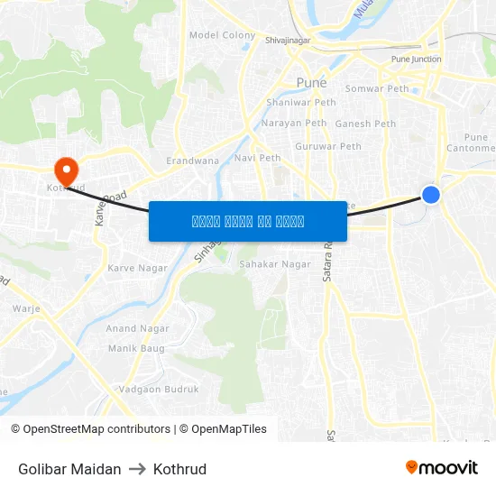 गोलीबार मैदान to कोथरुड map
