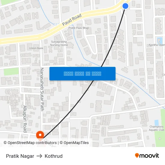 प्रतीक नगर to कोथरुड map