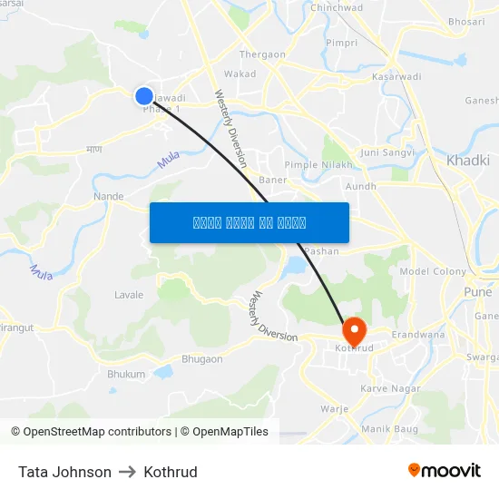 टाटा जॉनसन to कोथरुड map