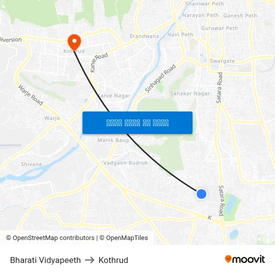 भारती विद्यापीठ to कोथरुड map