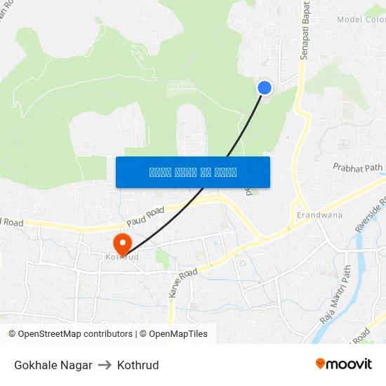 गोखले नगर to कोथरुड map