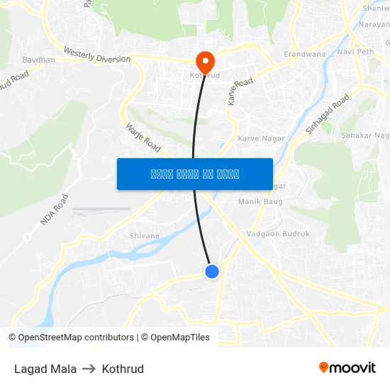 लगड माळा to कोथरुड map