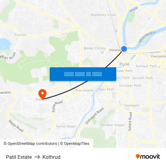 Patil Estate to Kothrud map