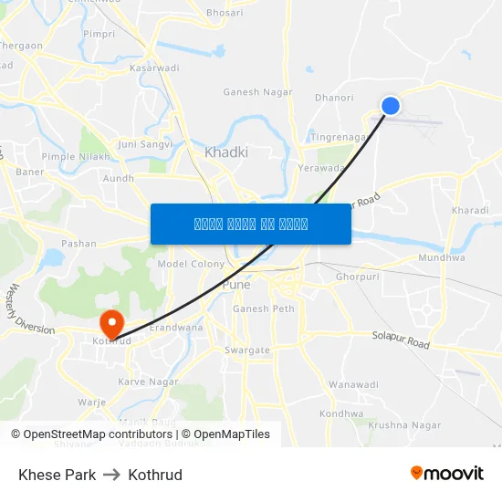Khese Park to Kothrud map