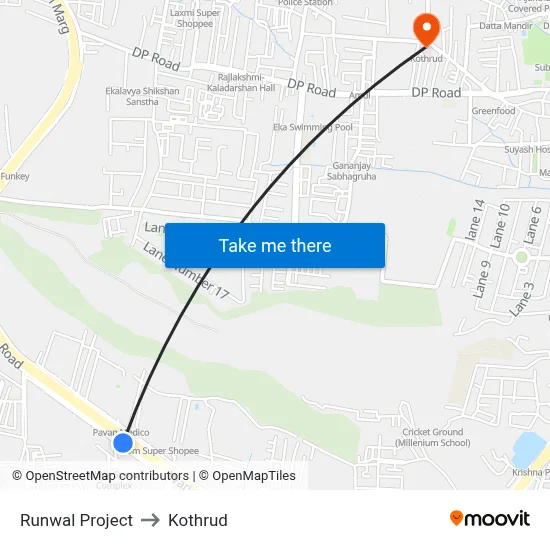 रनवाल प्रोजेक्ट to कोथरुड map