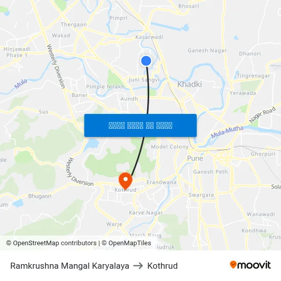 रामकृष्ण मंगल कार्यालय to कोथरुड map