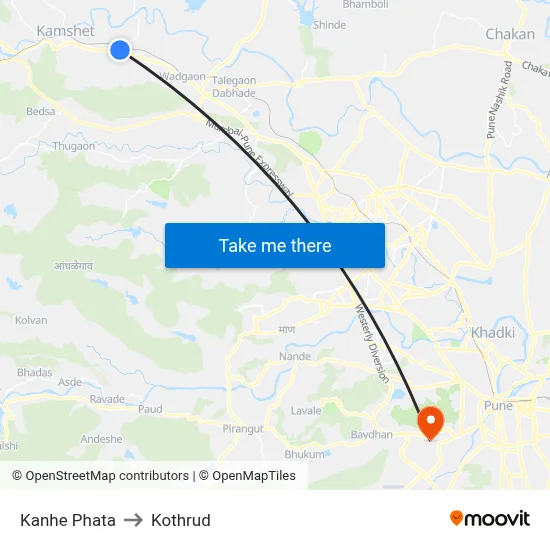 Kanhe Phata to Kothrud map