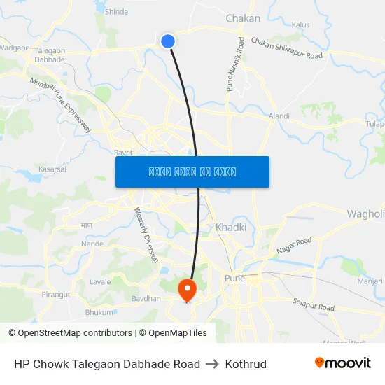 एचपी चौक तळेगाव दाभाडे रोड to कोथरुड map