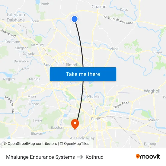 Mhalunge Endurance Systems to कोथरुड map