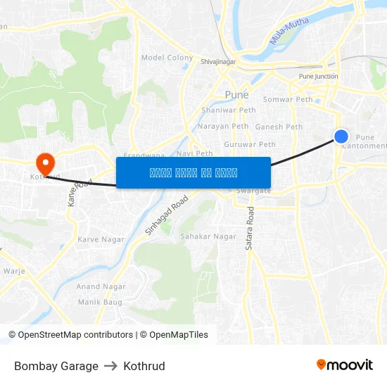 बॉम्बे गैरेज to कोथरुड map