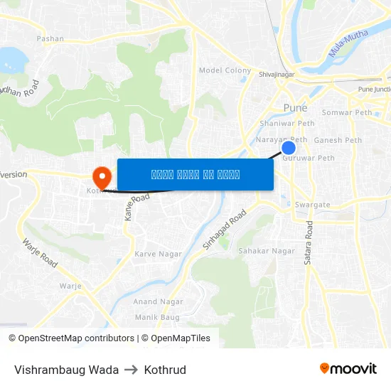 विश्रामबाग वाडा to कोथरुड map