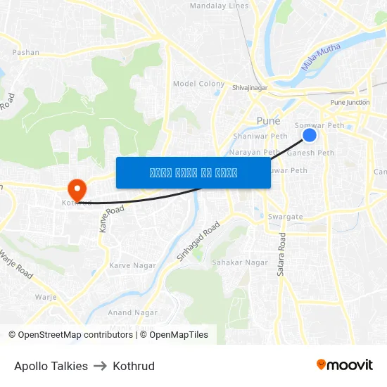 अपोलो टॉकीज to कोथरुड map