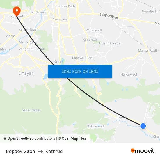 बोपदेव गांव to कोथरुड map