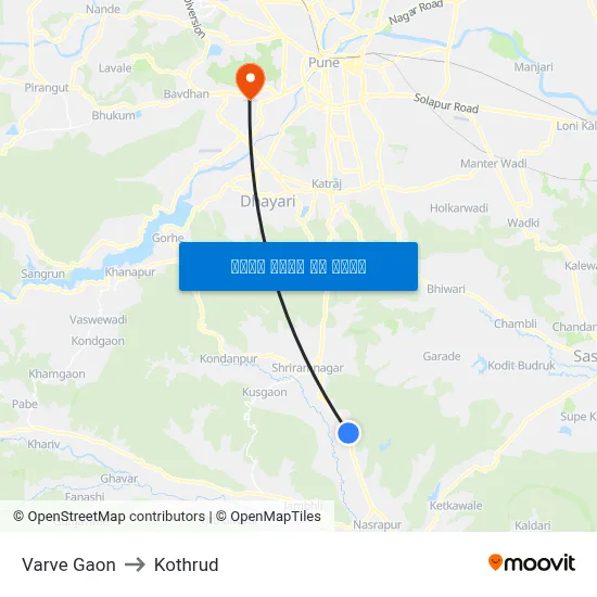 वारवे गाव to कोथरुड map