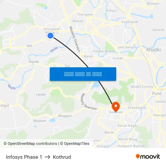 इन्फोसिस फेज 1 to कोथरुड map