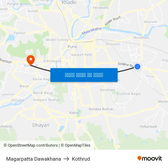 मगरपट्टा दवाखाना to कोथरुड map