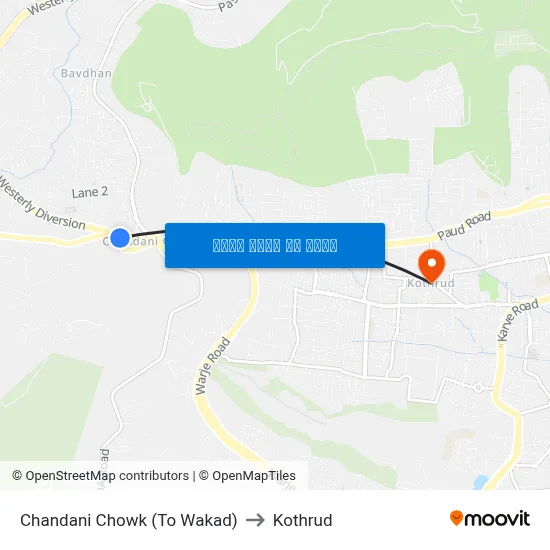 Chandani Chowk (To Wakad) to Kothrud map