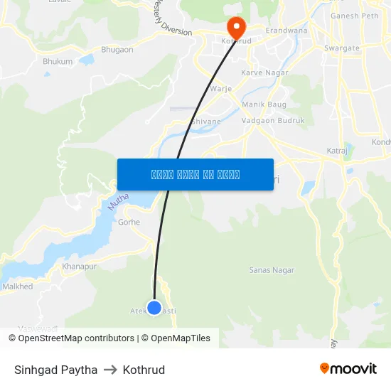 सिंहगड पायथा to कोथरुड map