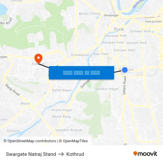 स्वारगेट नटराज स्टैंड to कोथरुड map