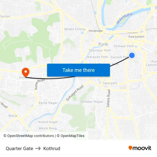 Quarter Gate to Kothrud map