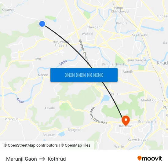 मारुंजी गाव to कोथरुड map
