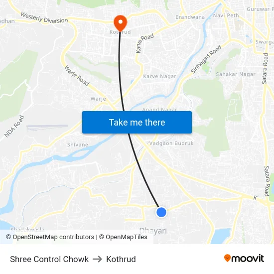 Shree Control Chowk to Kothrud map