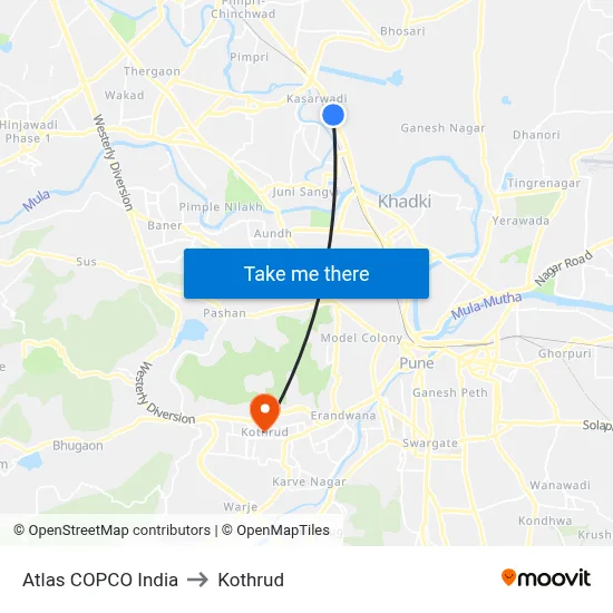 Atlas COPCO India to Kothrud map