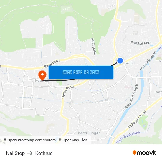 नल स्टॉप to कोथरुड map