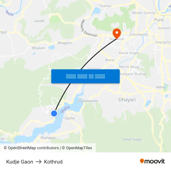 कुडजे गाँव to कोथरुड map