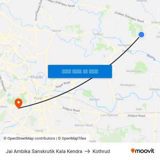 जय अंबिका सांस्कृतिक कला केंद्र to कोथरुड map