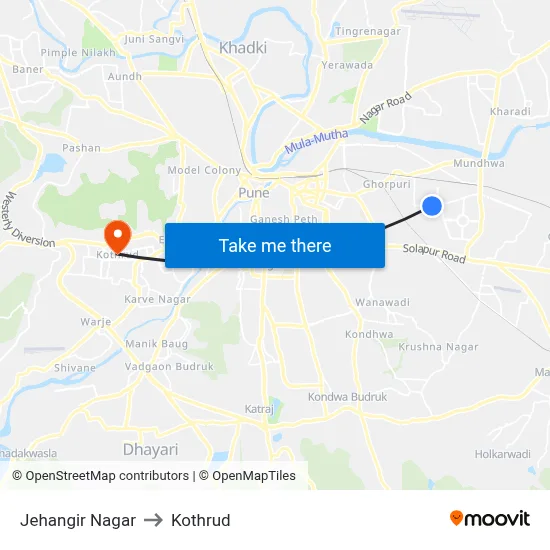 Jehangir Nagar to Kothrud map