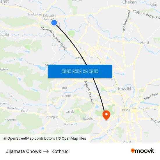 जिजामाता चौक to कोथरुड map