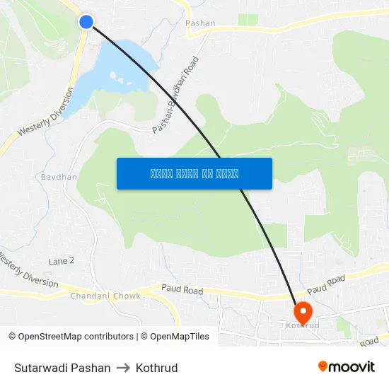 सुतारवाडी पाषाण to कोथरुड map