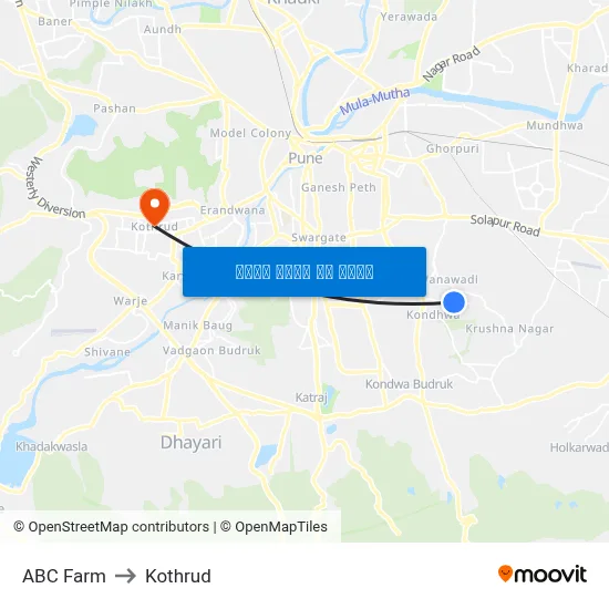 एबीसी फार्म to कोथरुड map