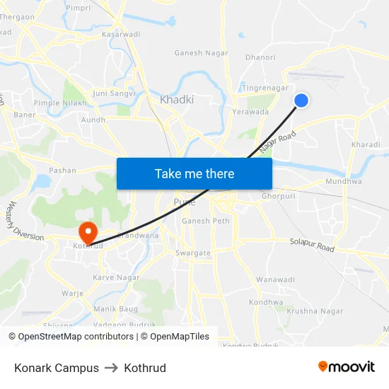 Konark Campus to Kothrud map