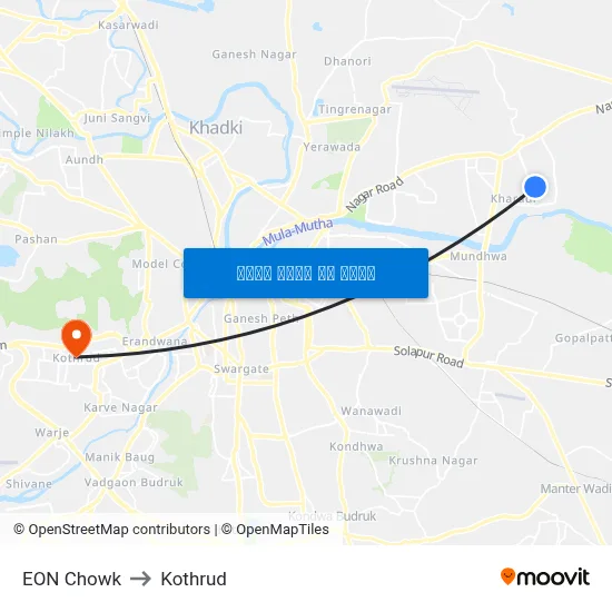 EON Chowk to Kothrud map