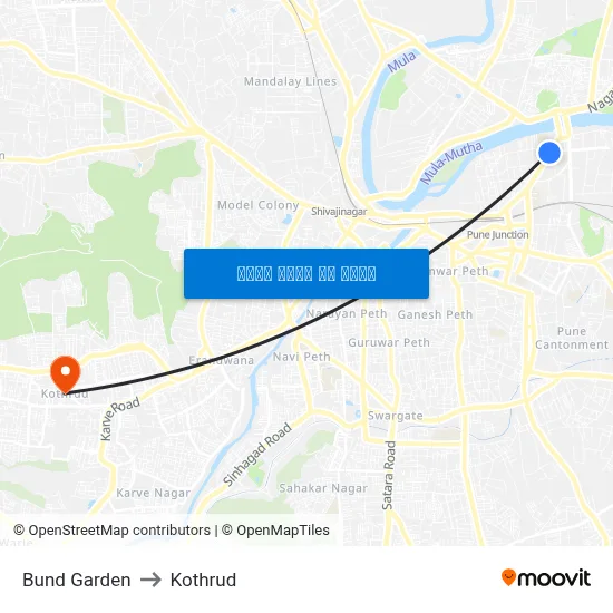 बुंद गार्डन to कोथरुड map