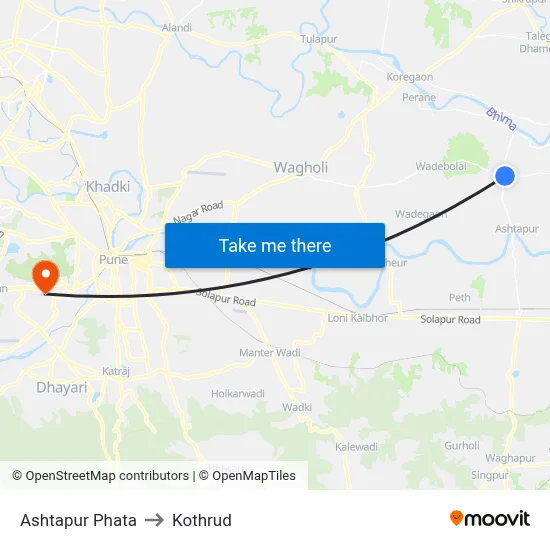 Ashtapur Phata to Kothrud map