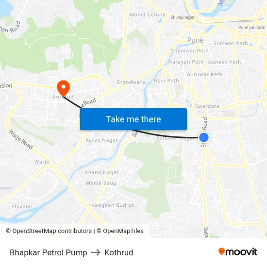 भापकर पेट्रोल पंप to कोथरुड map