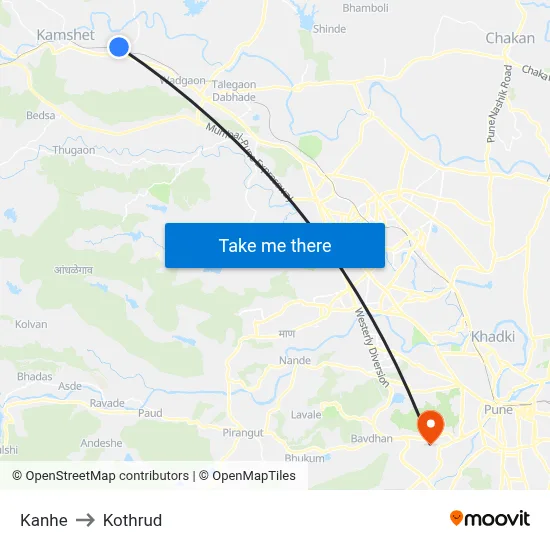 कन्हे to कोथरुड map