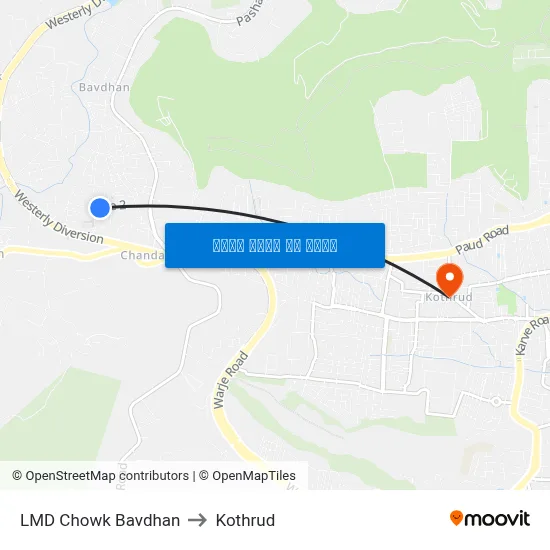 LMD Chowk Bavdhan to Kothrud map