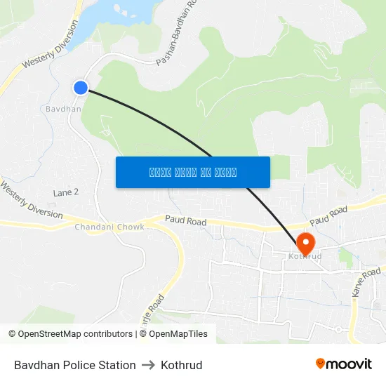 बावधन पुलिस स्टेशन to कोथरुड map