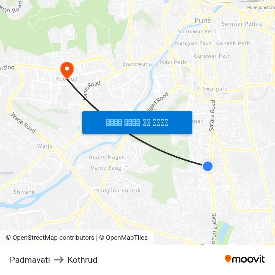 पद्मावती to कोथरुड map