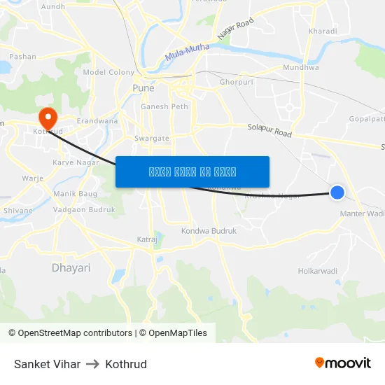 संकेत विहार to कोथरुड map