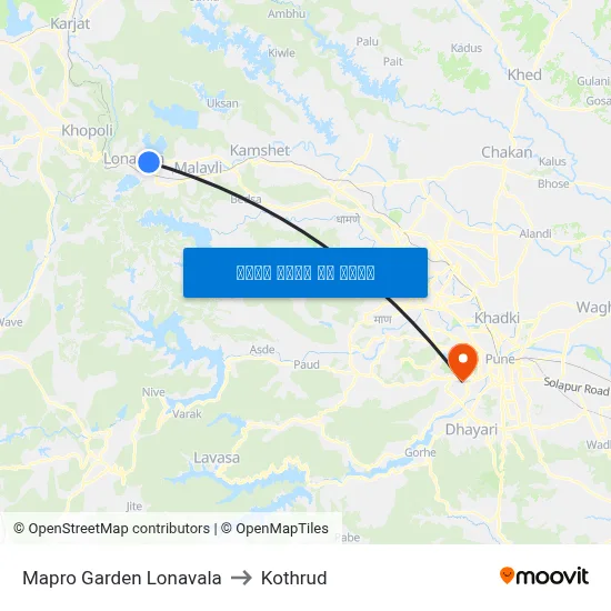 मैप्रो गार्डन लोणावला to कोथरुड map