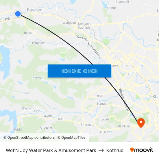 वेट एन जॉय वॉटर पार्क एंड अम्यूजमेंट पार्क to कोथरुड map