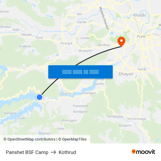 पानशेत बीएसएफ कैंप to कोथरुड map