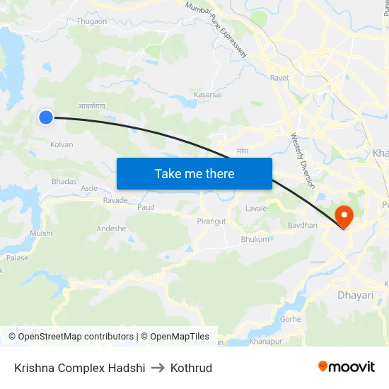 Krishna Complex Hadshi to Kothrud map