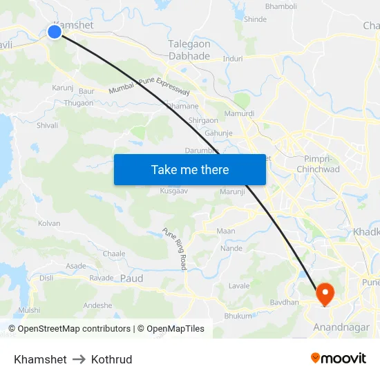 खामशेत to कोथरुड map